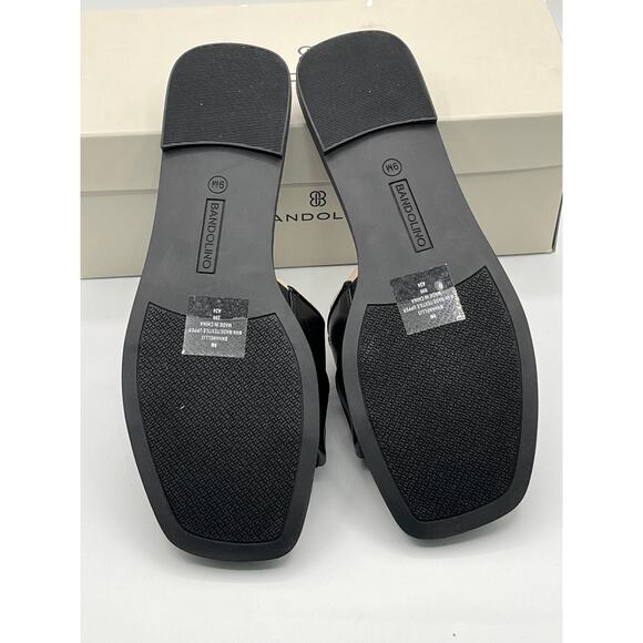 BANDOLINO WOMENS VANELLI SQUARE TOE BLACK CASUAL FLAT FAUX LEATHER SANDALS 9M - Picture 10 of 13